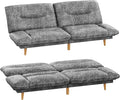 Homall Futon Sofa Bed Modern Loveseat Futon Couch with Adjustable Backrest and Armrests Sleeper Sofa Bed with Wood Frame for Living Room Office Apartment (Leathaire Heather Gray)