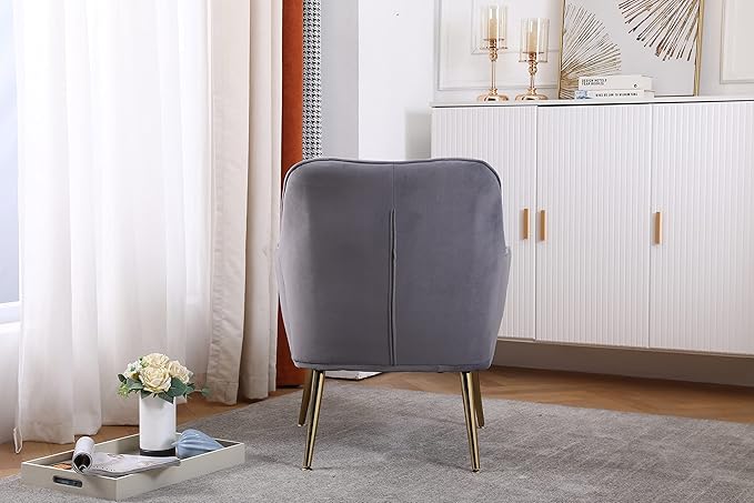Modern Mid Century Chair Velvet Sherpa Armchair for Living Room Bedroom Office Easy Assemble