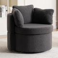 FOXHUNTER Swivel Barrel Chair 360 Degree Swivel Round Storage Chair with 3 Pillows Oversize Teddy Swivel Accent Chair Comfy Single Sofa Chair for Nursery Living Room Bedroom (Dark Gray)