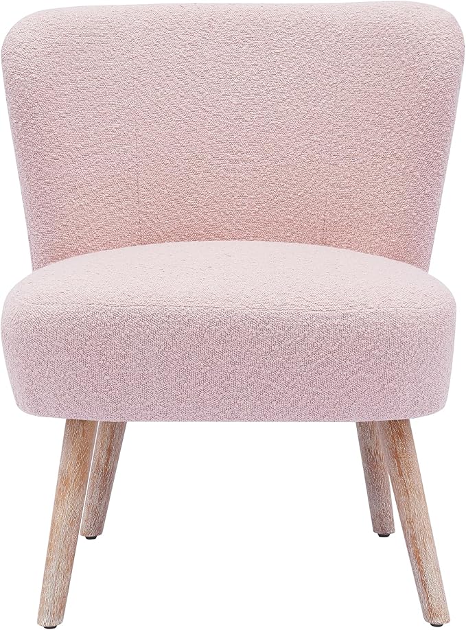 Costaelm Bedroom Accent Chair Upholstered Fabric Chairs Makeup Vanity Chair Teddy Fuzzy Chair and Sherpa Accent Chair for Living Room Reading Room Dining Room Office Dusty Peach
