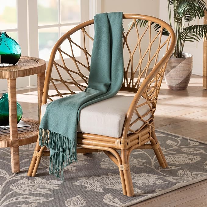 bali &amp pari Emmeline Bohemian Honey Rattan Accent Chair