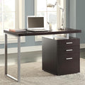 Penau Cappuccino 3-Drawer Reversible Office Desk with Metal Legs Spacious Work Surface Contemporary Design