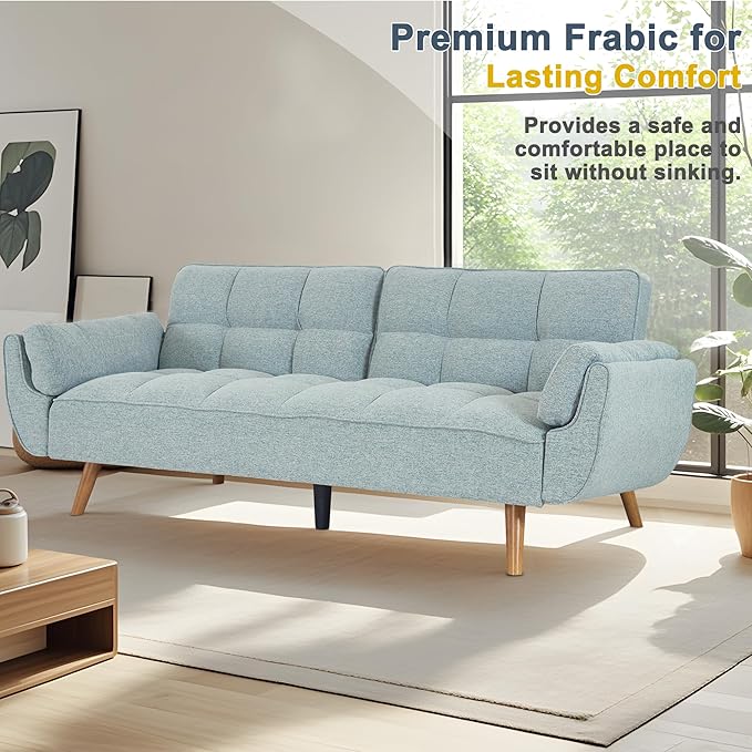 Convertible futon Sofa Bed Sleeper Sofa Bed with Adjustable backrest Small Space Small Sofa Living Room Bedroom (Light Gray)