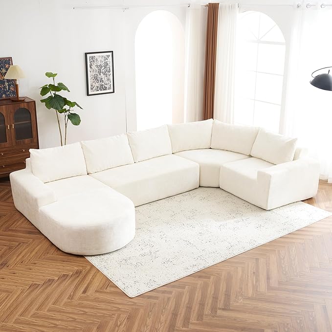 Merax 141.7 Modular Sponge Sofa Cloud Sectional CouchOversized U-Shaped with Deep Seat for Living Room