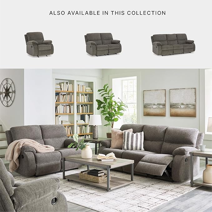 Signature Design by Ashley Scranto Contemporary Manual Reclining Sofa Gray