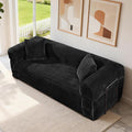 83 inch Cloud Boneless Couch for Living Room 3-Seater Sofa with Fixed-Shape Frame Single Sleeper Corduroy Sofa in A Box No Assembly Required Black