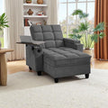 Single Modern Comfy Upholstered Chaise Lounge Sofa Chair with Rotating Side TableStoragePillowUSB Charging Ports and Adjustable Backrest Perfect for Living Room Small Spaces (Dark Gray)