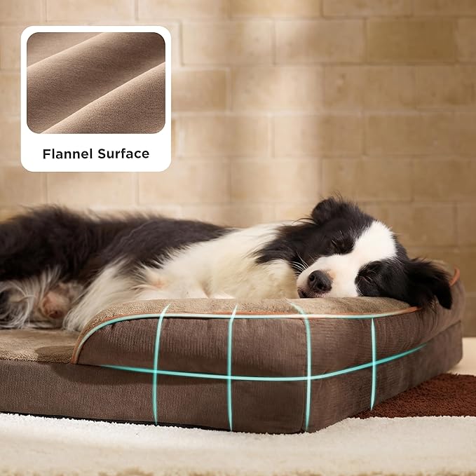 Bedsure L Plus Orthopedic Dog Bed for Large Dogs - Washable Dog Cat Bed Waterproof L Plus Big Comfort Dogs Couch Sofa with Washable Removable Cover Pet Bed with Nonskid Bottom Brown 38