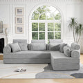 KEIKI 106 4Seat Modular Sectional Corduroy Sofa Couch for Living Room Apartment Living Family Friendly Homeowners Soft Plush Comfortable Cozy Relaxing Lounge Contemporary Design Light Gray
