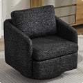 Moden Swivel Accent Chair 360 Degree Round Swivel Barrel Chair with Pillow Upholstered Comfy Barrel Armchair Single Club Sofa Chair for Living Room Bedroom Reading Room (Black)