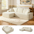 109.4” Modular Sectional Sofa Convertible Sofa Bed No Assembly Required Cloud Couch with Deep Seat Modern L-Shaped Boneless Sofa for Living Room (Beige)