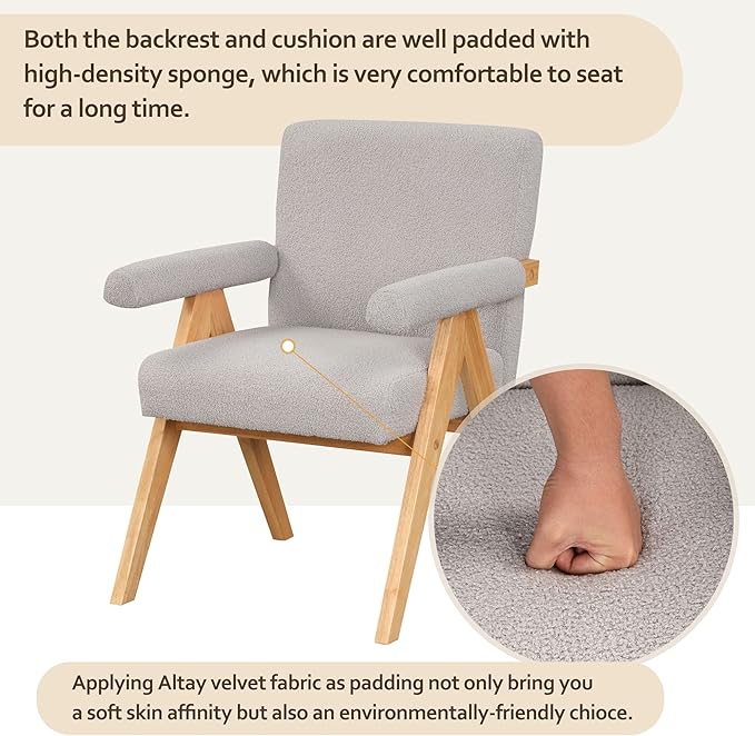 Modern Arm Chair Set of 2Chair Set with Solid Wood Frame Altay Velvet Upholstered Accent Chairs with arm Pads for Living Room Bedroom Apartment Gray