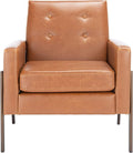SAFAVIEH Home Collection Roald Faux Leather Sofa Accent Club Chair ACH6209C Light Brown/Antique Coffee