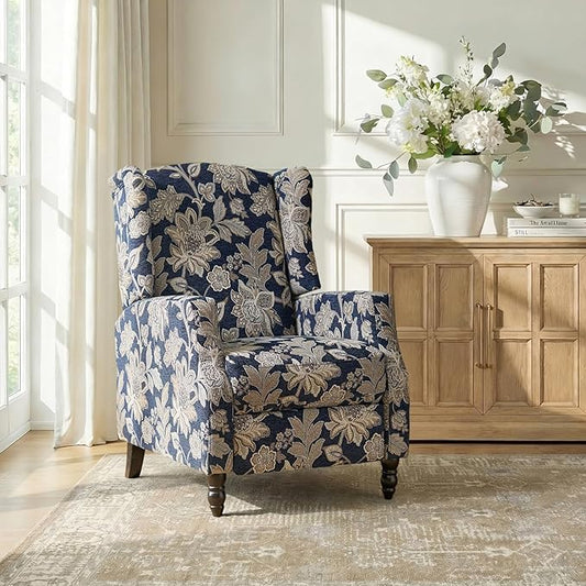 Mid Century Modern Wingback Recliner Chair Upholstered Push Back Recliner Sofa Lounge Armchair for Living Room Home Theater Accent Chairs Recliners Couches