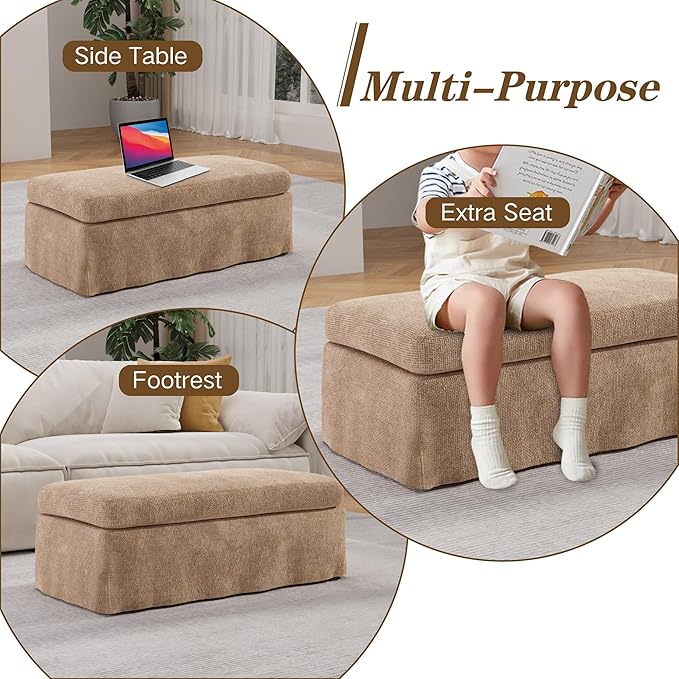 Mlmh &amp Kngwa Chenille Oversized Armchair with Ottoman 45.27 W Comfy Reading Chair and Ottoman Set Big Cozy Chair with 3 Pillows for Living Room Bedroom Reading Nook Wheat