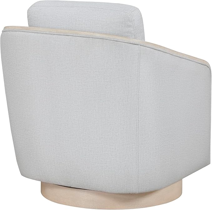 Lexicon Modern Swivel Accent Chair with Light Oak Ceruse Bentwood Base Textured Fabric Upholstered Lounge Chair Reversible Back Cushion for Living Room/Bedroom/Office Fully Assembled Gray
