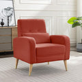 Dolonm Mid-Century Modern Accent Chair Upholstered Armchair Living Room Chair Comfy Single Sofa Chair with Sturdy Legs for Living Room Bedroom Red