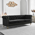 KEVINSPACE 84.64 Velvet Sofa Couch Upholstered Button Tufted 3-Seater Sofa with Curved Armrest Modern Chesterfield Curved Sofa for Livingroom Bedroom Furniture ApartmentBlack