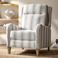 HULALA HOME Pushback Recliner Chair with Solid Wood Legs Fabric Striped Comfy Upholstered Seating with Footrest Armchair for Living Room/Reading TAN