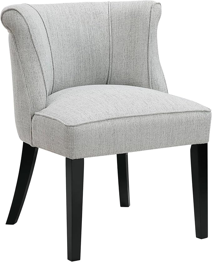 Lexicon Accent Chair Textured Fabric Upholstered Armless Seat with Solid Wood Legs Curved Back Comfy Side Chairs for Living Room/Bedroom/Office/Waiting Area Gray