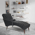 Luxury Indoor Recliner Chair with Pillow &amp Wooden Legs - Tufted Back &amp Arms PU Leather Lounge Chair for Living Room/Bedroom (Black)