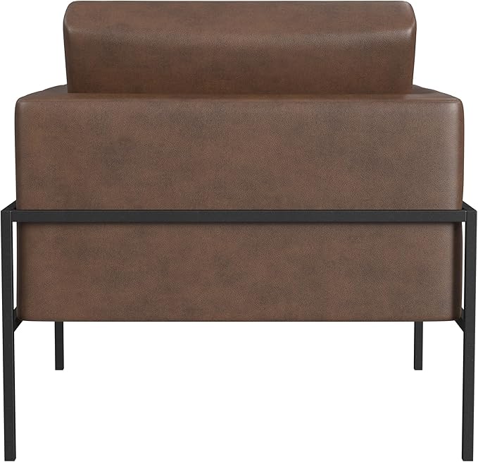 HomePop Modern Metal Frame Accent Chair|Homepop Home Décor|Accent Chairs for Living Room &amp Bedroom - Brown Faux Leather