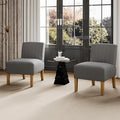 Armless Accent Chairs Set of 2 for Living Room Modern Slipper Chair Living Room Chairs with Solid Wood Legs Makeup Vanity Chair Fabric Comfy Upholstered Arm Chair Accent ChairGrey