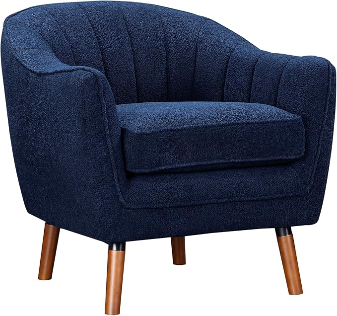 Lexicon Alard Tufted Fabric Barrel Accent Chair Blue