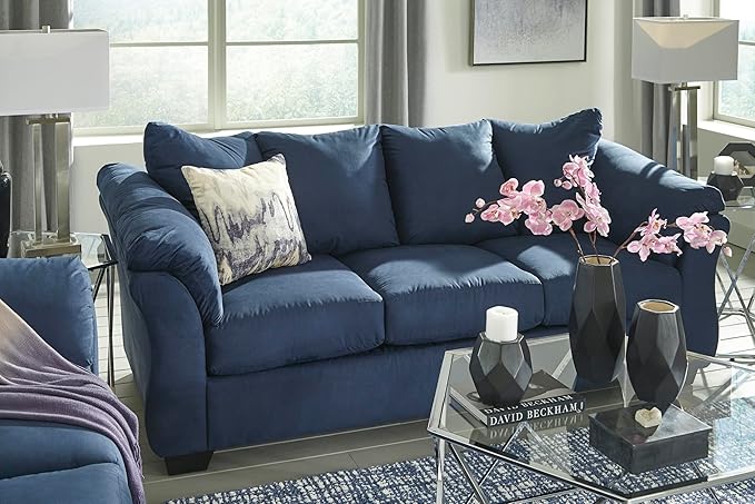 Signature Design by Ashley Darcy Casual Plush Sofa Dark Blue