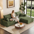 95 Modular Sectional Sofa Cloud Sectional Couch with Deep Seat Corduroy Boneless Couch with L-Shape Sofa for Living Room No Assembly Required(Green Right Facing Chaise)