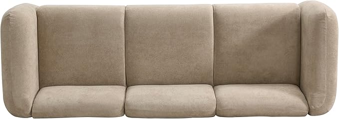 Christopher Knight Home Ahrai 3-Seater Sofa Couch with 2 Pillows 87 Wide Oversized Sofa for Living Room Modern Wood Frame Lounge Couch Comfy Spacious Fabric Upholstered Home Seating Camel