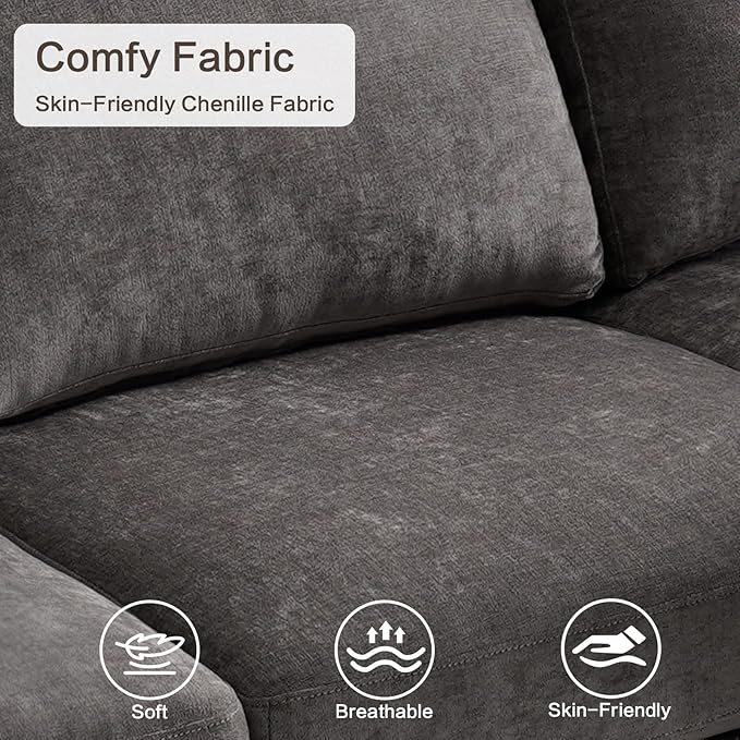 Modular Sectional Sofa 96 inches 3 Seater Modern Corduroy Sofa Set Upholstered Couches for Living Room Bedroom(Grey 3 Seater)