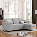 Vongrasig Convertible Sectional Couches Sofa 3 Seat L Shaped Sofa with Removable Pillows Soft Corduroy Fabric Small Couch Mid Century for Living Room Bed Room Apartment and Office (Light Grey)
