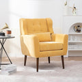 Livavege Mid Century Accent Chair with Wood Frame Chenille Fabric Modern Upholstered Lounge Reading Living Room Armchair w/Waist Cushion Comfy Single Sofa for Bedroom Sunroom Yellow