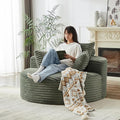 55 inch Chaise Lounge Chair Indoor Oversized Round Accent Chair Modern Corduroy Sponge Single Sofa Fluffy Sleeper Chair Deep Seat Comfortable Chair for Living Room Bedroom Apartment Green