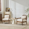 Christopher Knight Home Nadine Modern Club Chair Set of 2 with Cushion Wooden Living Room Accent Chair with Rattan Open Back Bedroom Comfy Reading Chair Beige+Light Brown