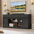 St.Mandyu 70 Large Farmhouse TV Stand for 85/80/75/70 Inch TVs w/4 DrawersRustic Tall Media Console w/Sliding Barn Door Adjustable ShelvesTall Entertainment Center for Living RoomBlack