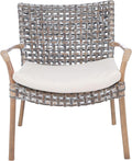 SAFAVIEH Home Collection Collette Grey Rattan Cushion Accent Chair White Washed/White