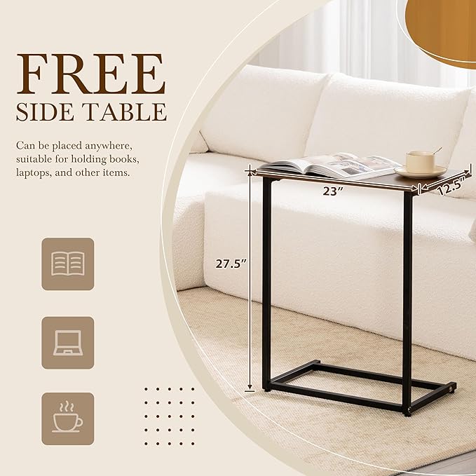 112 Modular Sectional Cloud Couch with Left Facing ChaiseBoneless Compressed Sofa Couch SectionalBoucle FabricIncludes Side Table and PillowsNo Assembly NeededWhite