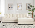 KEIKI 111 L-Shaped Oversized Corduroy Modular Sectional Sofa with Right Chaise Lounge and 8 Throw Pillows 3-Seater Corner Couch with Padded Armrests Easy Assembly for Living Room Beige