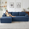 96.1 Modular Sectional Sofa Couches L-Shape Couch 3 Seat Modular Sofa Corduroy Memory Foam Sectional Boneless Couches for Living Room Cloud Couch with Oversized Chaise(Blue Left Facing)