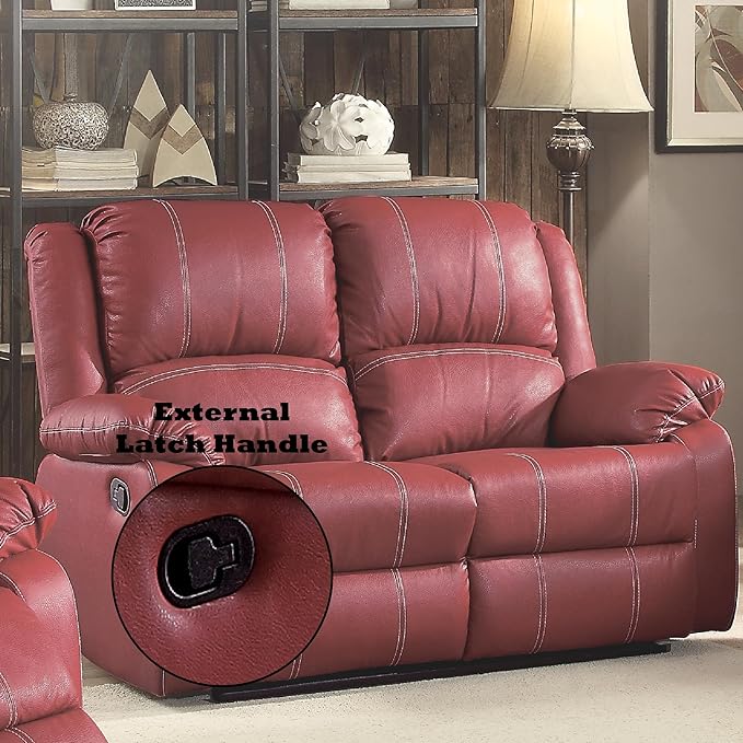 Acme Zuriel Motion Loveseat in Red Synthetic Leather