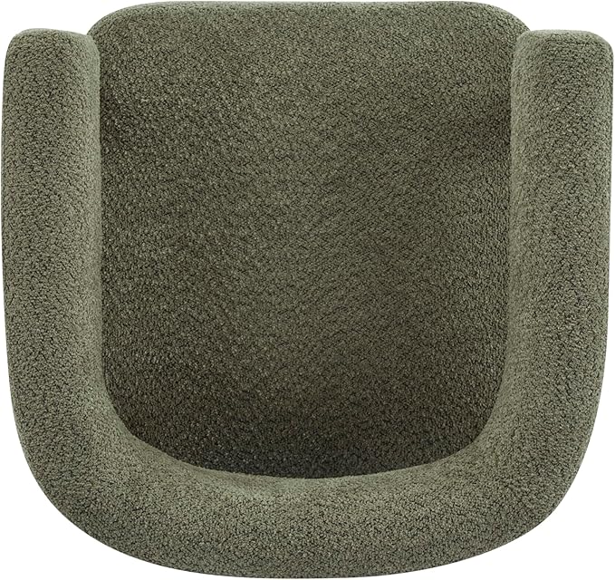 Christopher Knight Home Carly Low Profile Accent Chair Round Backrest Side Chair Living Room Armchair with Boucle Fabric CushionComfy Reading Chair for BedroomWooden Single Lounge SofaOlive Green