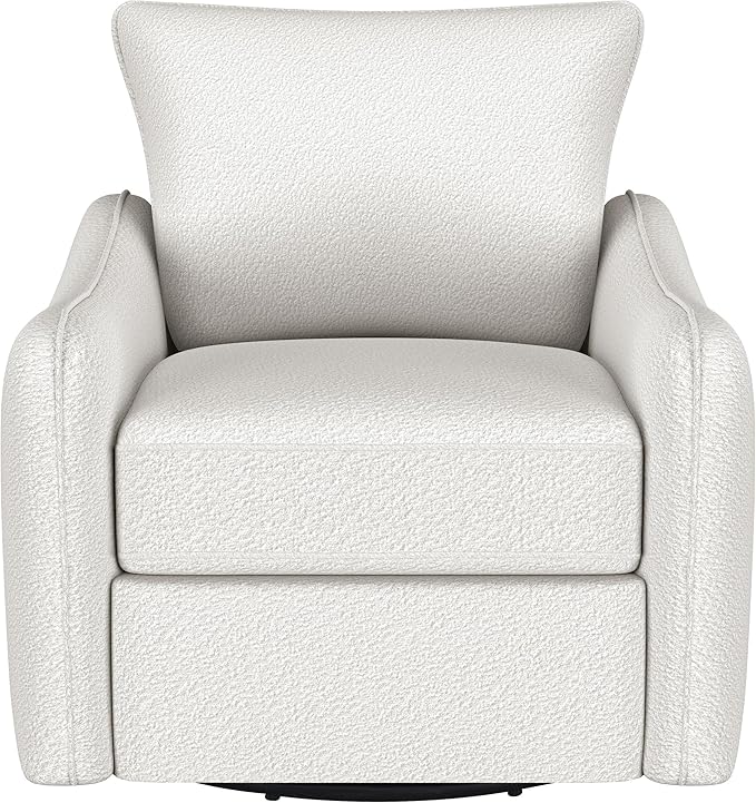 Coaster Home Furnishings Madia Upholstered Slope Arm Swivel Club Chair Vanilla