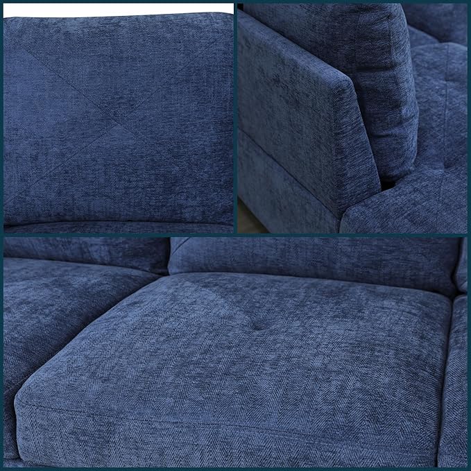 L Shaped Couches for Living Room Sectional Couch Living Room Furniture with Storage Ottoman Modular Sectional Sofa with Movable Chaise for Apartment Office Blue