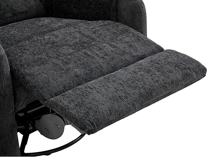 Christopher Knight Home Harper Massage Recliner Chair with 8 Modes Chenille Upholstered Recliner Sofa Swivel Massage Chair with a Side Storage Pocket for Living Room/Bedroom Head Support Black