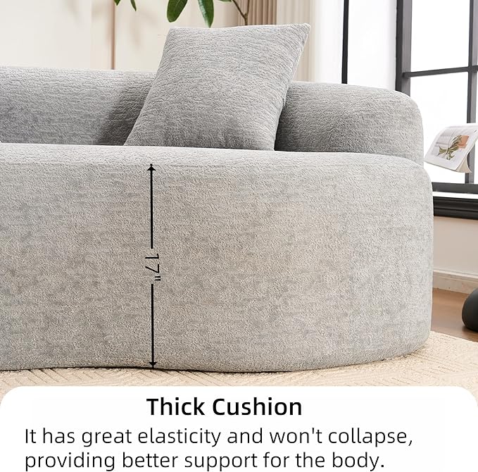 110 Curved Sectional Sofa with 4 SeaterCurved Sofa for Living RoomModern Sectional Couch Boneless SofaWood Grain Chenille Fabric No Installation Requirement