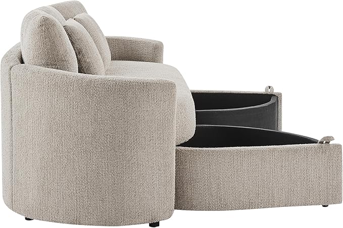 Studio Living® Beckett 92 Storage Sofa Modern Farmhouse Pocket Coil Comfort Easy Assembly Chenille Fabric Taupe