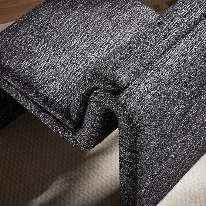 Modway Lume Curved Lounge Chair in Charcoal Boucle Fabric – Modern Upholstered Armless Accent Chair with Padded Cushion - Unique Slipper Chair for Bedroom or Living Room