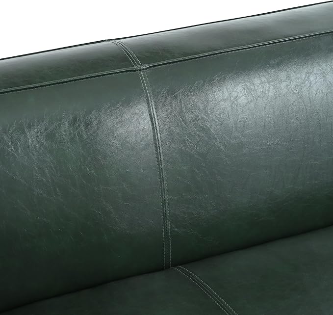 80.25 PU Leather Upholstered Couch Modern 3 Seater Sofa with Tufted Back and Square Arms Nailhead Sofa for Living Room Office Apartment Small Space Green